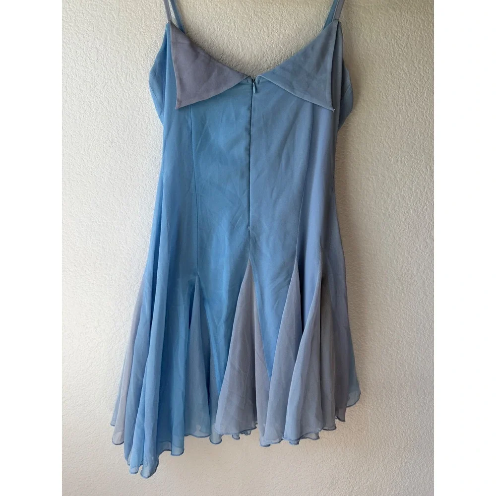 OW Collection Blue Colorblock Chiffon Mini Dress NWT Fairycore Coquette Flawed - Picture 3 of 10
